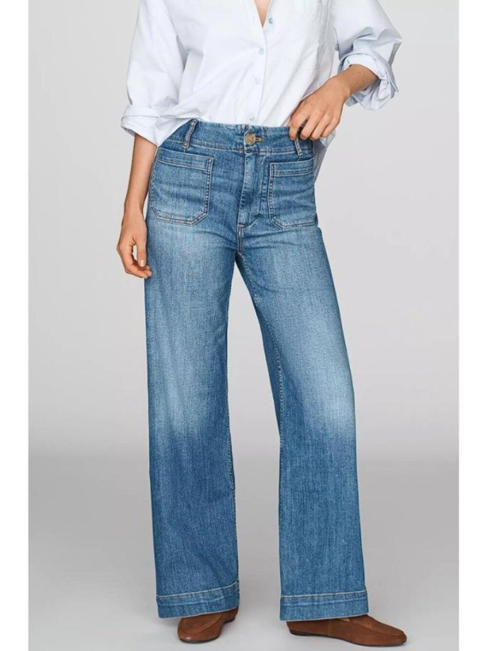 ANTHROPOLOGIE Women's Maeve Colette High-Rise Wide-Leg Full-Length Jeans Size 25